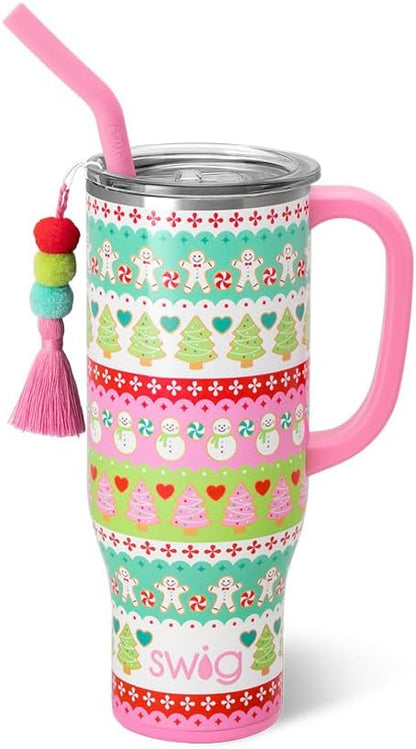 30oz Insulated Mega Mug with Handle & Straw, Cookie Jar | Triple Insulated Stainless Steel - Handle & Straw Included - Extra Large Capacity - Cup Holder Friendly