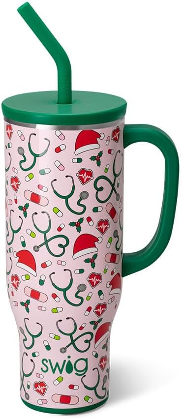 30oz Insulated Mega Mug with Handle & Straw, Cookie Jar | Triple Insulated Stainless Steel - Handle & Straw Included - Extra Large Capacity - Cup Holder Friendly