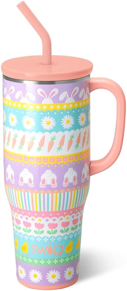30oz Insulated Mega Mug with Handle & Straw, Cookie Jar | Triple Insulated Stainless Steel - Handle & Straw Included - Extra Large Capacity - Cup Holder Friendly