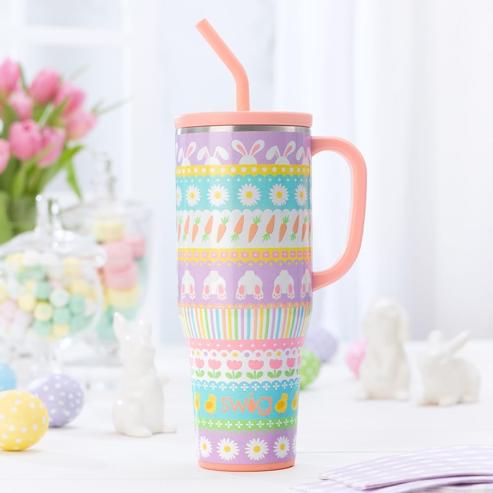 30oz Insulated Mega Mug with Handle & Straw, Cookie Jar | Triple Insulated Stainless Steel - Handle & Straw Included - Extra Large Capacity - Cup Holder Friendly
