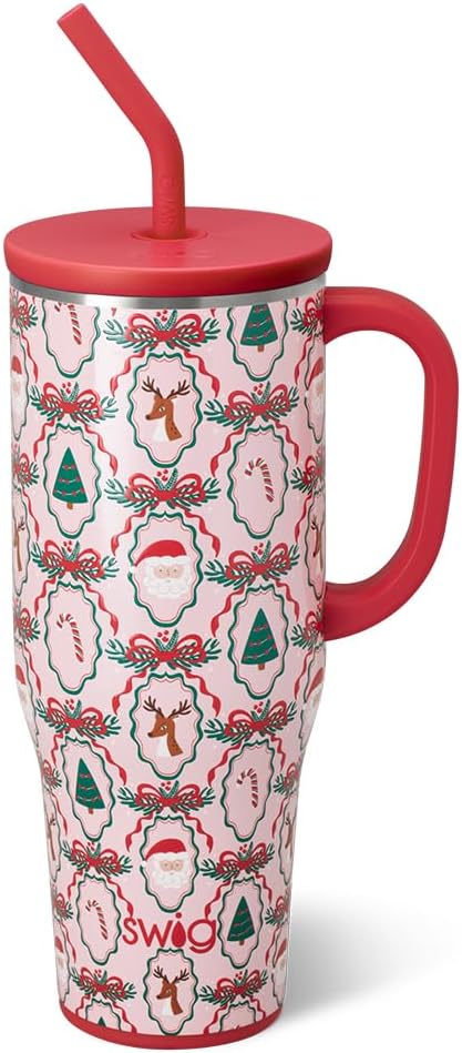 30oz Insulated Mega Mug with Handle & Straw, Cookie Jar | Triple Insulated Stainless Steel - Handle & Straw Included - Extra Large Capacity - Cup Holder Friendly