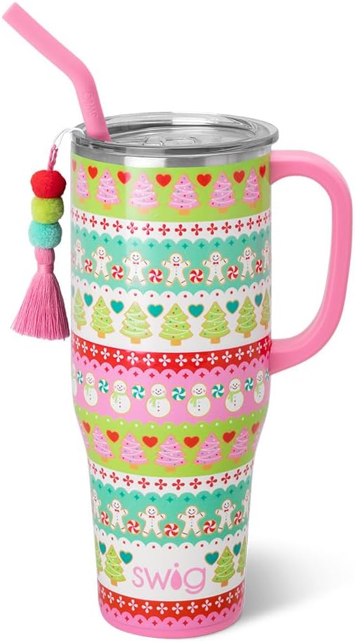 30oz Insulated Mega Mug with Handle & Straw, Cookie Jar | Triple Insulated Stainless Steel - Handle & Straw Included - Extra Large Capacity - Cup Holder Friendly