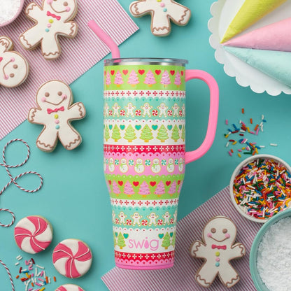 30oz Insulated Mega Mug with Handle & Straw, Cookie Jar | Triple Insulated Stainless Steel - Handle & Straw Included - Extra Large Capacity - Cup Holder Friendly