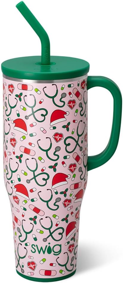 30oz Insulated Mega Mug with Handle & Straw, Cookie Jar | Triple Insulated Stainless Steel - Handle & Straw Included - Extra Large Capacity - Cup Holder Friendly