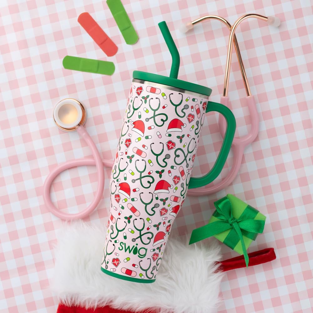 30oz Insulated Mega Mug with Handle & Straw, Cookie Jar | Triple Insulated Stainless Steel - Handle & Straw Included - Extra Large Capacity - Cup Holder Friendly