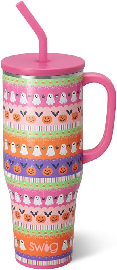 30oz Insulated Mega Mug with Handle & Straw, Cookie Jar | Triple Insulated Stainless Steel - Handle & Straw Included - Extra Large Capacity - Cup Holder Friendly
