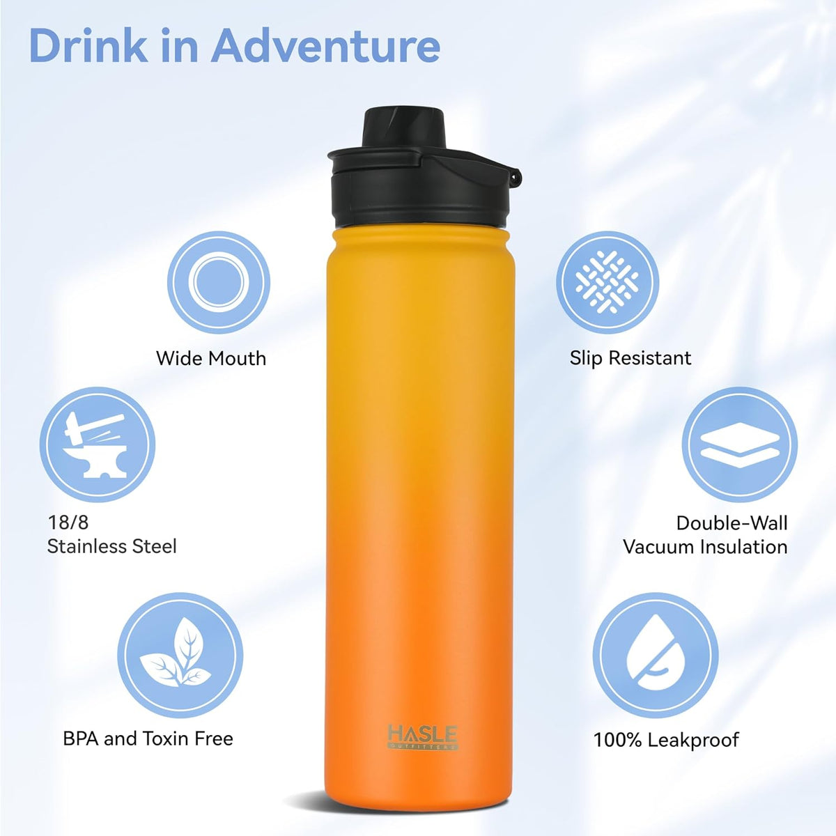32 oz Insulated Water Bottle Stainless Steel Double Walled Vacuum Sports Water Bottle with 2 Lids (Straw and Spout Lid) for Gym Camping Hiking(Black,1)