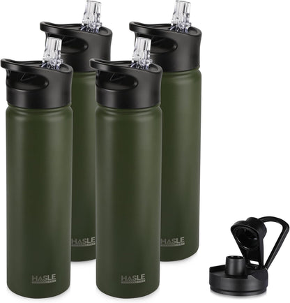 32 oz Insulated Water Bottle Stainless Steel Double Walled Vacuum Sports Water Bottle with 2 Lids (Straw and Spout Lid) for Gym Camping Hiking(Black,1)