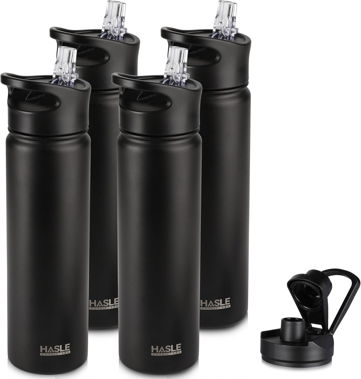 32 oz Insulated Water Bottle Stainless Steel Double Walled Vacuum Sports Water Bottle with 2 Lids (Straw and Spout Lid) for Gym Camping Hiking(Black,1)
