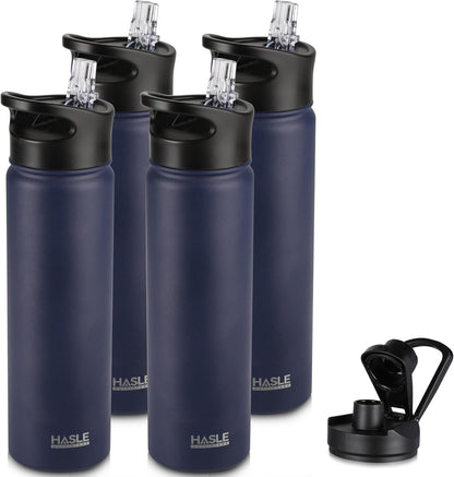 32 oz Insulated Water Bottle Stainless Steel Double Walled Vacuum Sports Water Bottle with 2 Lids (Straw and Spout Lid) for Gym Camping Hiking(Black,1)