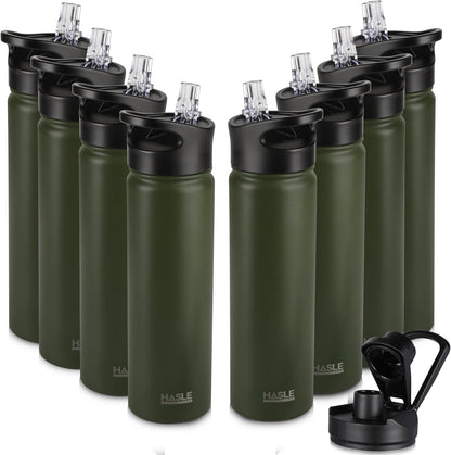 32 oz Insulated Water Bottle Stainless Steel Double Walled Vacuum Sports Water Bottle with 2 Lids (Straw and Spout Lid) for Gym Camping Hiking(Black,1)