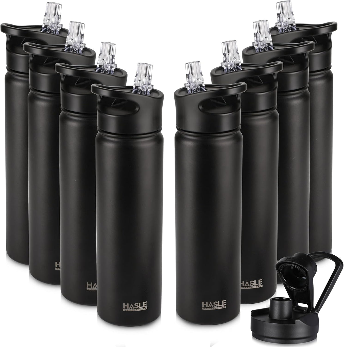 32 oz Insulated Water Bottle Stainless Steel Double Walled Vacuum Sports Water Bottle with 2 Lids (Straw and Spout Lid) for Gym Camping Hiking(Black,1)