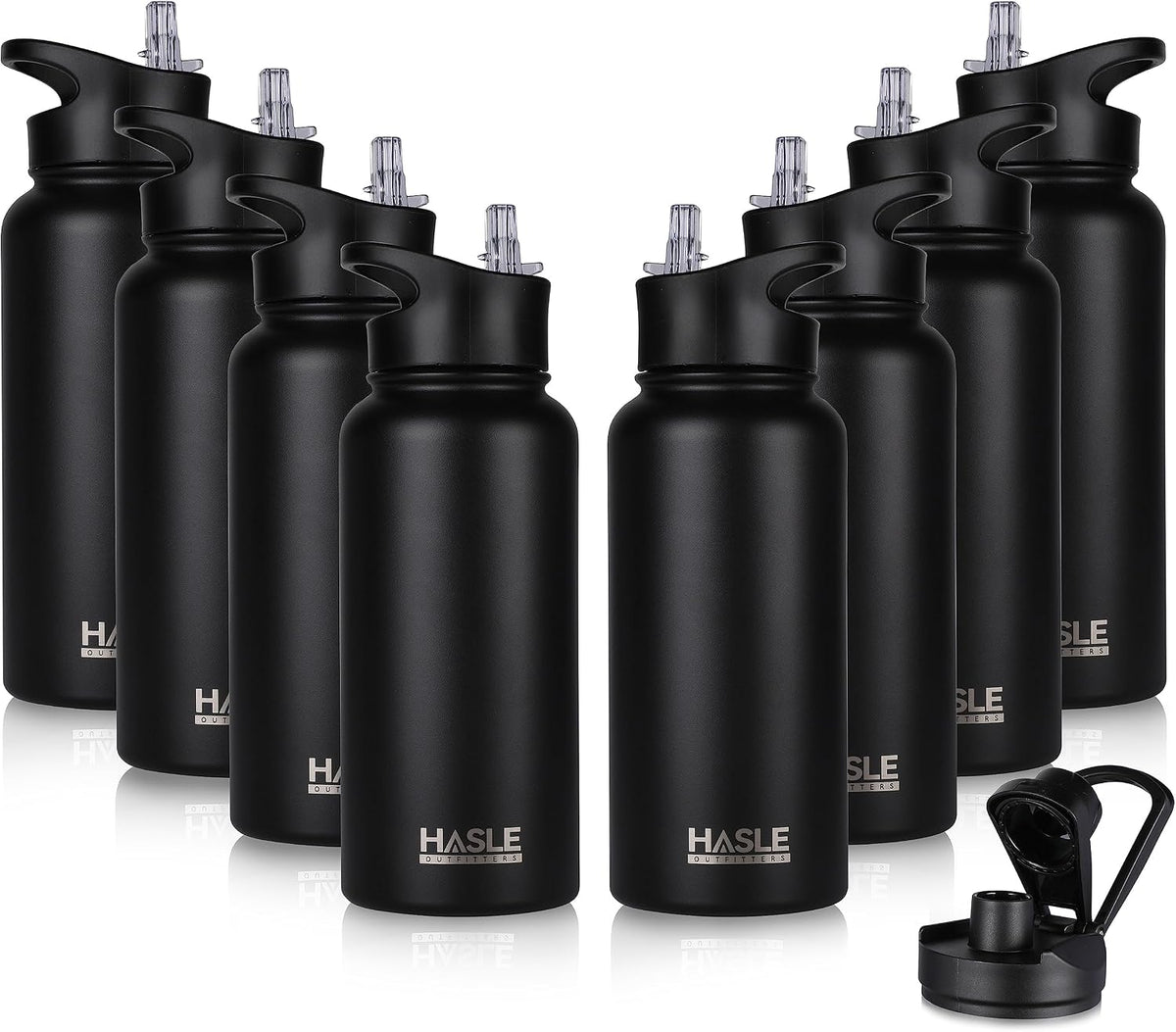32 oz Insulated Water Bottle Stainless Steel Double Walled Vacuum Sports Water Bottle with 2 Lids (Straw and Spout Lid) for Gym Camping Hiking(Black,1)