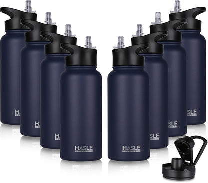 32 oz Insulated Water Bottle Stainless Steel Double Walled Vacuum Sports Water Bottle with 2 Lids (Straw and Spout Lid) for Gym Camping Hiking(Black,1)