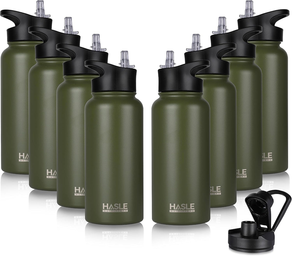 32 oz Insulated Water Bottle Stainless Steel Double Walled Vacuum Sports Water Bottle with 2 Lids (Straw and Spout Lid) for Gym Camping Hiking(Black,1)