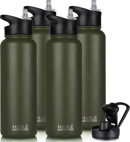 32 oz Insulated Water Bottle Stainless Steel Double Walled Vacuum Sports Water Bottle with 2 Lids (Straw and Spout Lid) for Gym Camping Hiking(Black,1)