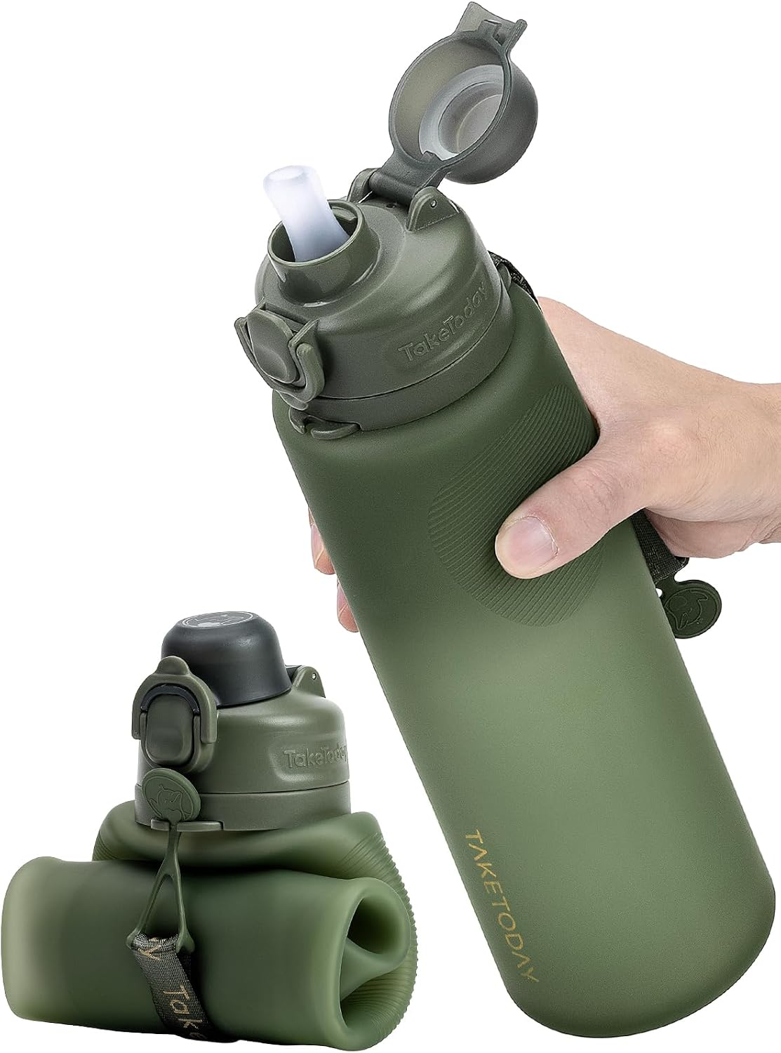 Collapsible Water Bottles, Foldable for Travel, 32oz, Black
