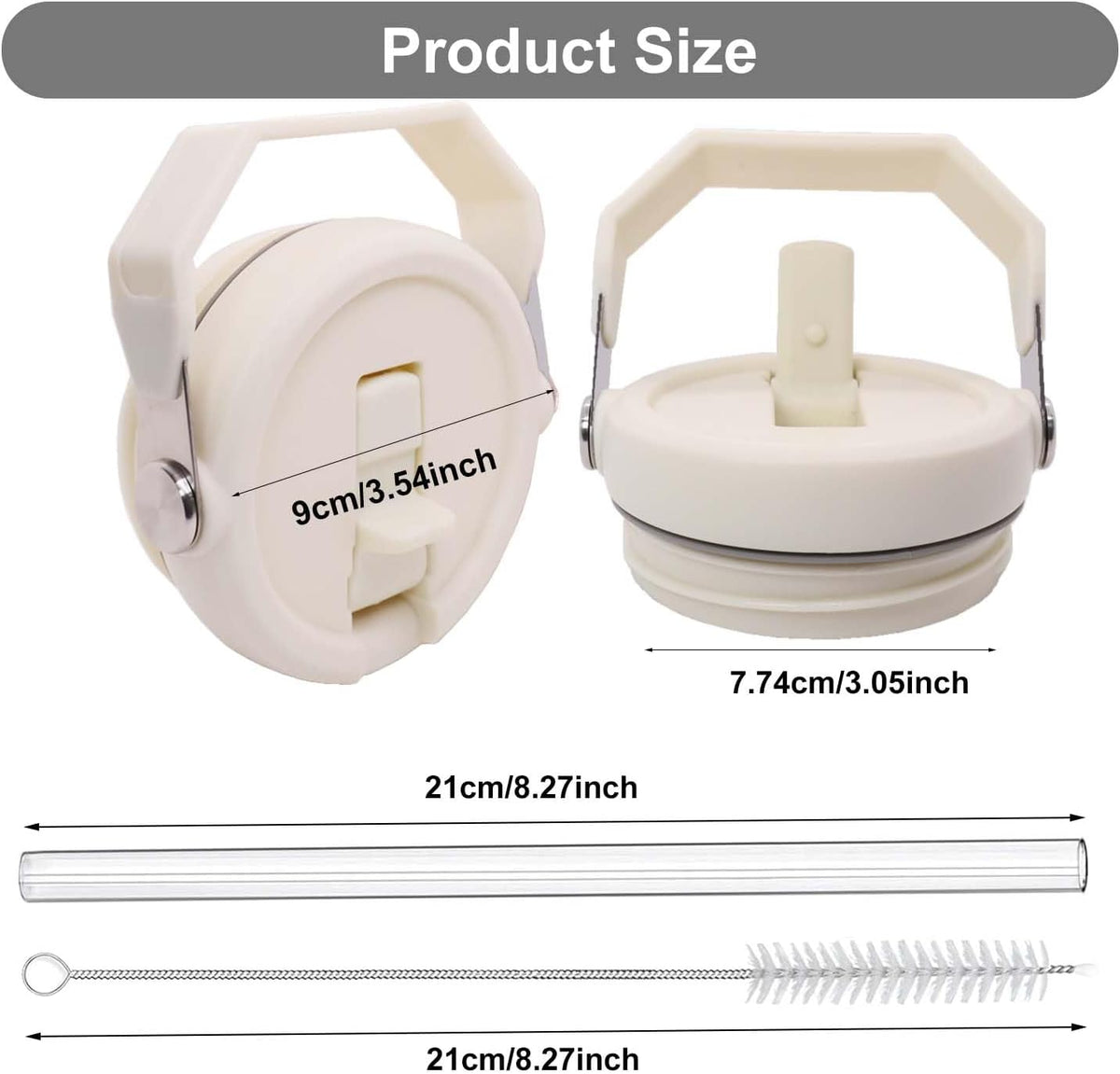 2-Pack Replacement Flip Straw Lids for Stanley IceFlow Tumbler 30oz and 20oz, Spill-Proof Cap with 2 Reusable Straws & 2 Cleaning Brushes, BPA-Free, Easy to Clean
