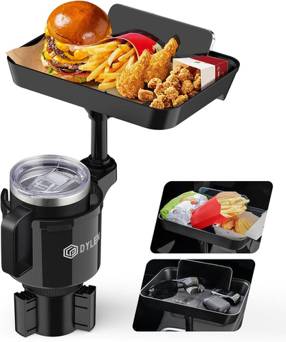 Car Cup Holder Tray, 9.5”Detachable Car Food Tray Table for Eating