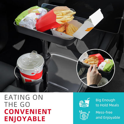 Car Cup Holder Tray, 9.5”Detachable Car Food Tray Table for Eating