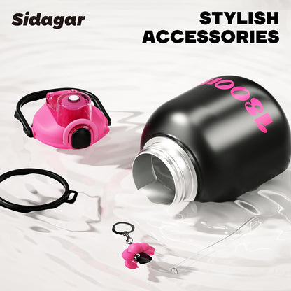 60 oz Half Gallon Insulated Water Bottle with Straw, Black