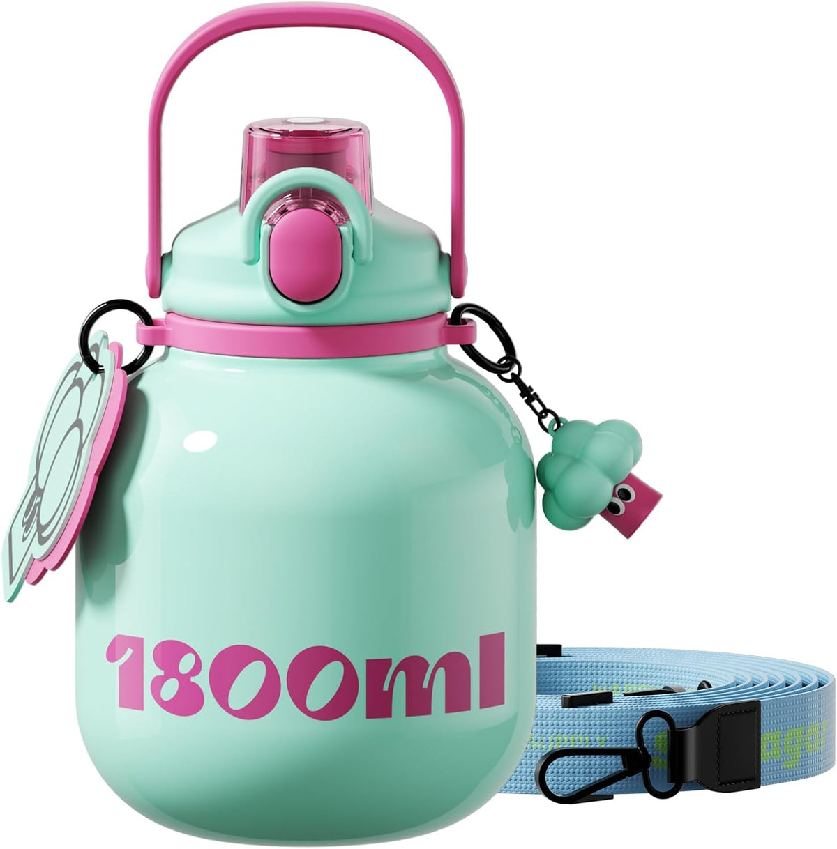 60 oz Half Gallon Insulated Water Bottle with Straw, Black