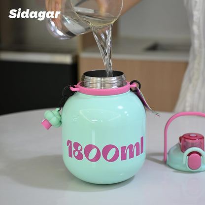60 oz Half Gallon Insulated Water Bottle with Straw, Black