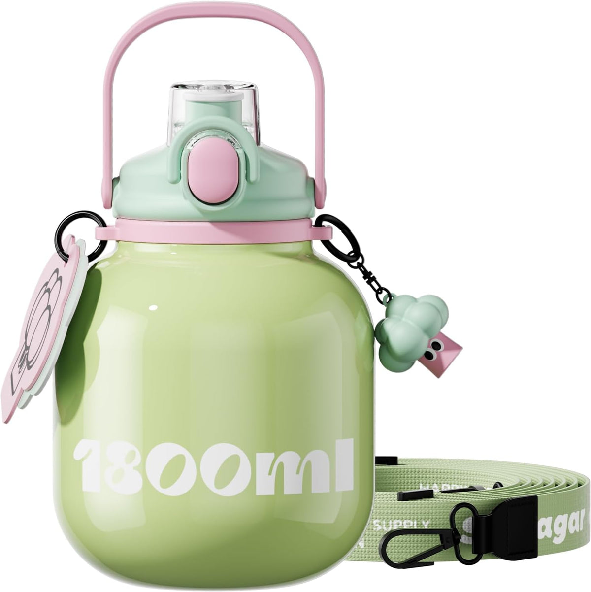 60 oz Half Gallon Insulated Water Bottle with Straw, Black