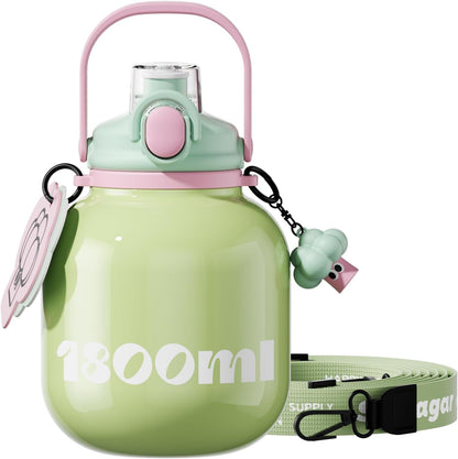 60 oz Half Gallon Insulated Water Bottle with Straw, Black