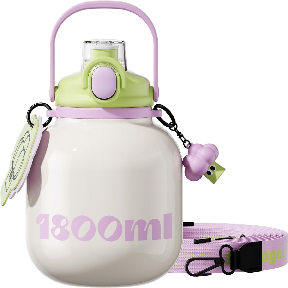 60 oz Half Gallon Insulated Water Bottle with Straw, Black