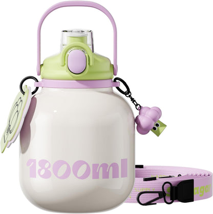 60 oz Half Gallon Insulated Water Bottle with Straw, Black