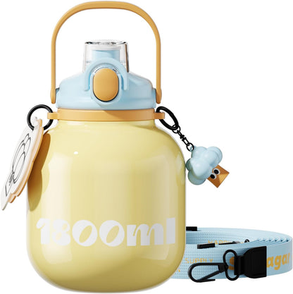 60 oz Half Gallon Insulated Water Bottle with Straw, Black