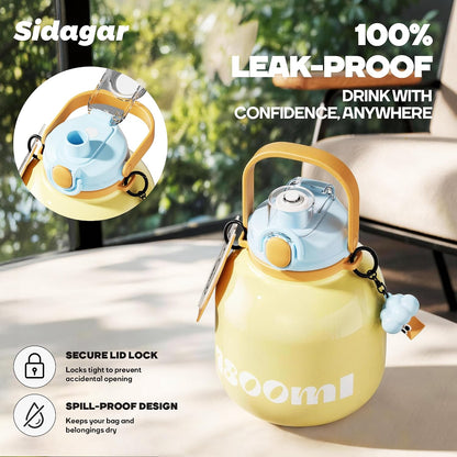 60 oz Half Gallon Insulated Water Bottle with Straw, Black
