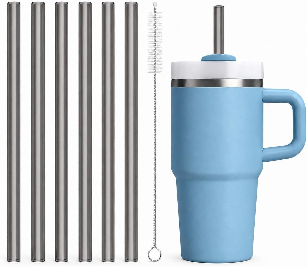 Replacement Straw Compatible with 40 oz Stanley Quencher Tumbler, 12 Inch Extra Long Reusable Plastic Straws for 40 Oz Cup, Clear-6 Pack
