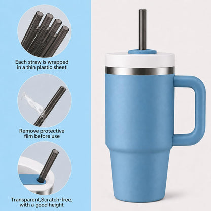 Replacement Straw Compatible with 40 oz Stanley Quencher Tumbler, 12 Inch Extra Long Reusable Plastic Straws for 40 Oz Cup, Clear-6 Pack