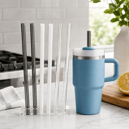 Replacement Straw Compatible with 40 oz Stanley Quencher Tumbler, 12 Inch Extra Long Reusable Plastic Straws for 40 Oz Cup, Clear-6 Pack