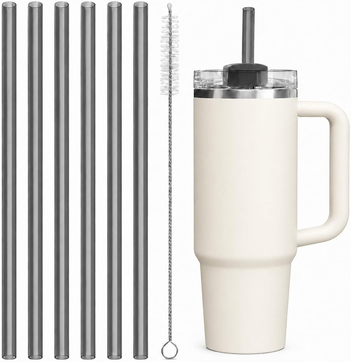 Replacement Straw Compatible with 40 oz Stanley Quencher Tumbler, 12 Inch Extra Long Reusable Plastic Straws for 40 Oz Cup, Clear-6 Pack