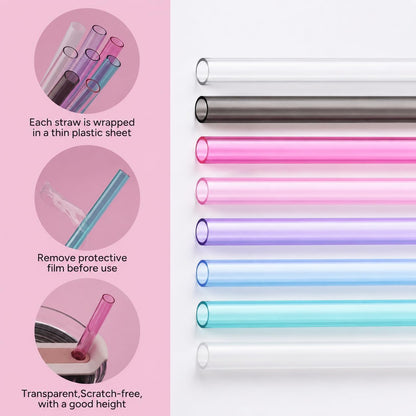 Replacement Straw Compatible with 40 oz Stanley Quencher Tumbler, 12 Inch Extra Long Reusable Plastic Straws for 40 Oz Cup, Clear-6 Pack