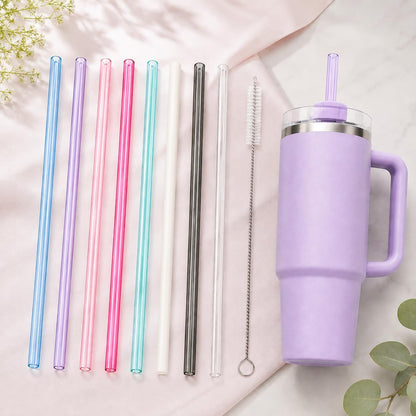 Replacement Straw Compatible with 40 oz Stanley Quencher Tumbler, 12 Inch Extra Long Reusable Plastic Straws for 40 Oz Cup, Clear-6 Pack