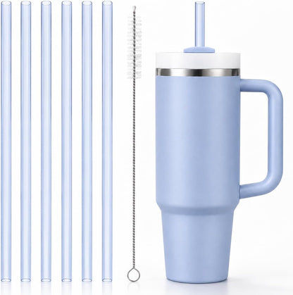 Replacement Straw Compatible with 40 oz Stanley Quencher Tumbler, 12 Inch Extra Long Reusable Plastic Straws for 40 Oz Cup, Clear-6 Pack