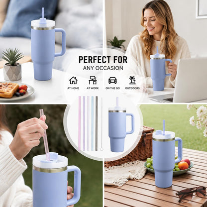Replacement Straw Compatible with 40 oz Stanley Quencher Tumbler, 12 Inch Extra Long Reusable Plastic Straws for 40 Oz Cup, Clear-6 Pack