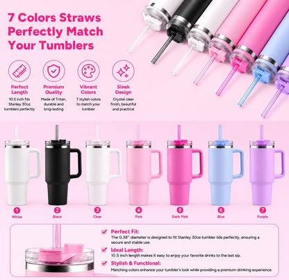 Replacement Straw Compatible with 40 oz Stanley Quencher Tumbler, 12 Inch Extra Long Reusable Plastic Straws for 40 Oz Cup, Clear-6 Pack