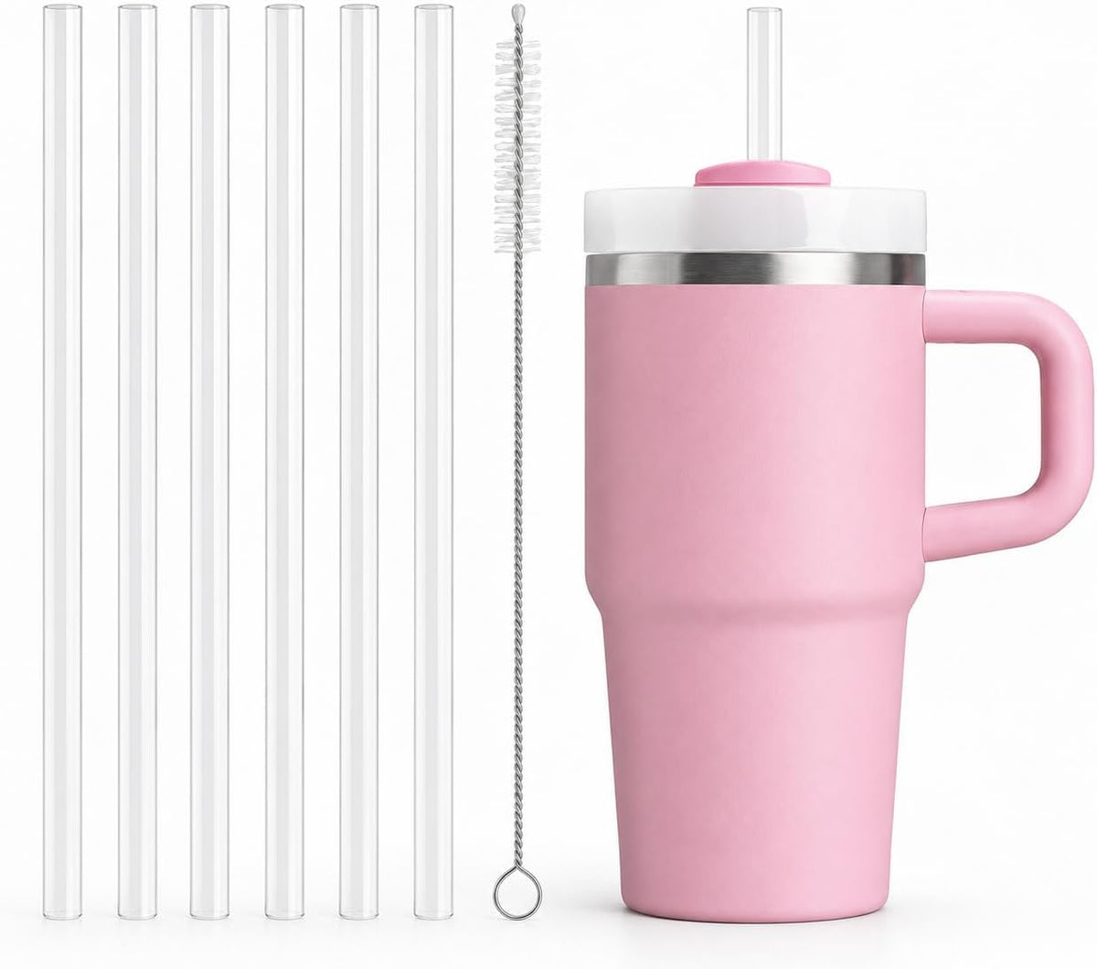 Replacement Straw Compatible with 40 oz Stanley Quencher Tumbler, 12 Inch Extra Long Reusable Plastic Straws for 40 Oz Cup, Clear-6 Pack