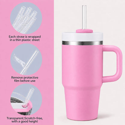 Replacement Straw Compatible with 40 oz Stanley Quencher Tumbler, 12 Inch Extra Long Reusable Plastic Straws for 40 Oz Cup, Clear-6 Pack