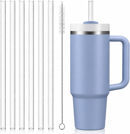 Replacement Straw Compatible with 40 oz Stanley Quencher Tumbler, 12 Inch Extra Long Reusable Plastic Straws for 40 Oz Cup, Clear-6 Pack