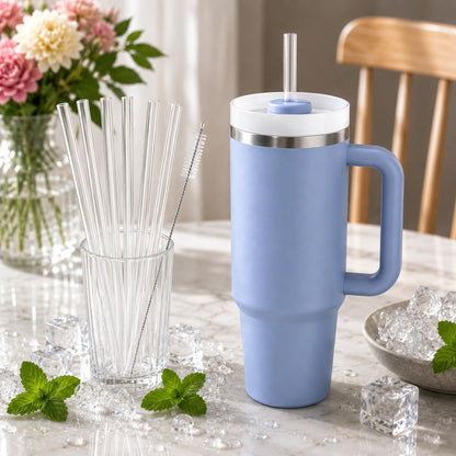 Replacement Straw Compatible with 40 oz Stanley Quencher Tumbler, 12 Inch Extra Long Reusable Plastic Straws for 40 Oz Cup, Clear-6 Pack