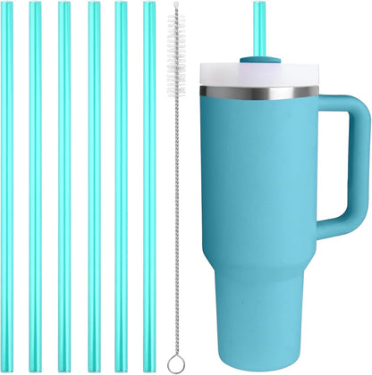 Replacement Straw Compatible with 40 oz Stanley Quencher Tumbler, 12 Inch Extra Long Reusable Plastic Straws for 40 Oz Cup, Clear-6 Pack