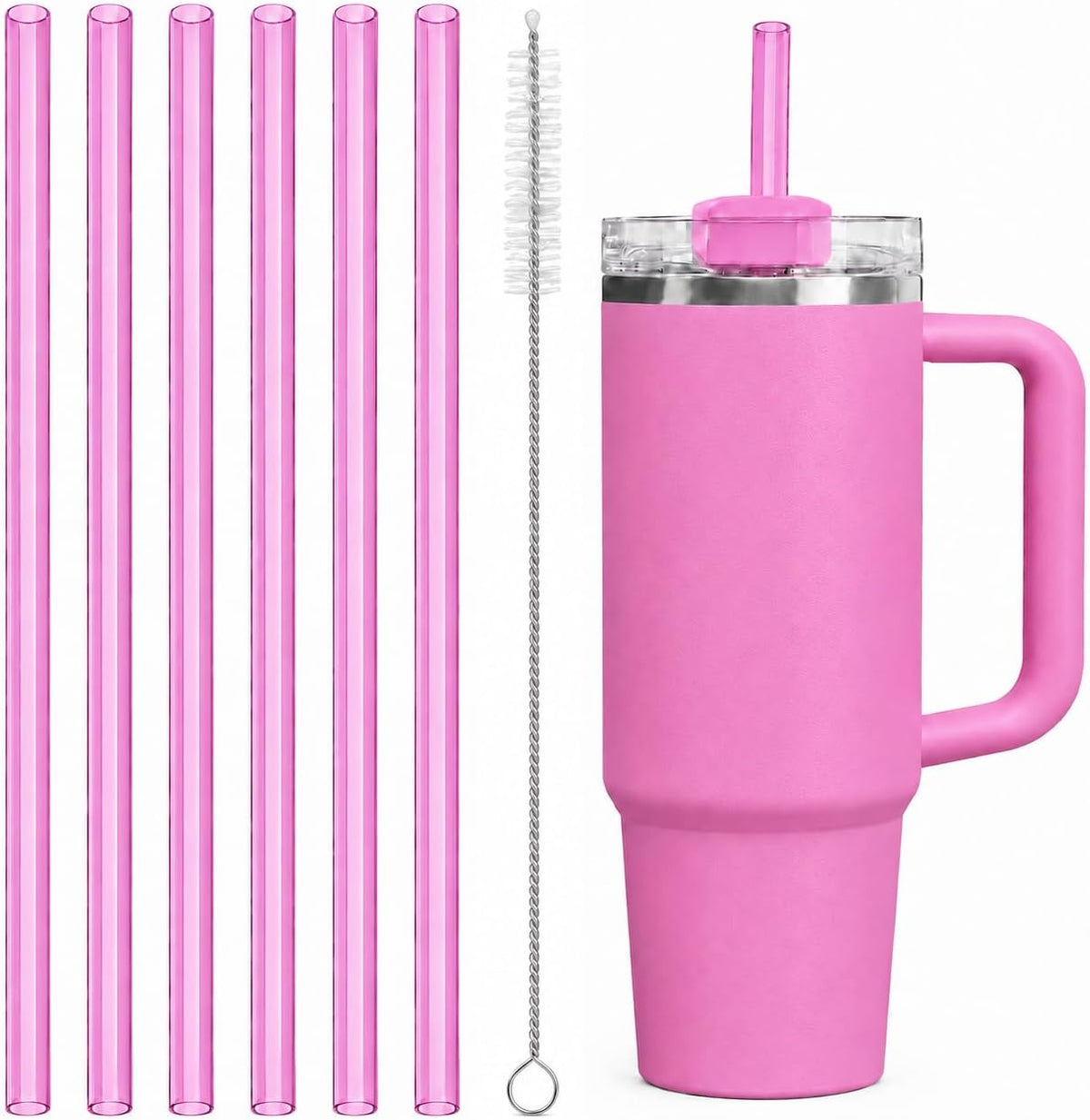 Replacement Straw Compatible with 40 oz Stanley Quencher Tumbler, 12 Inch Extra Long Reusable Plastic Straws for 40 Oz Cup, Clear-6 Pack