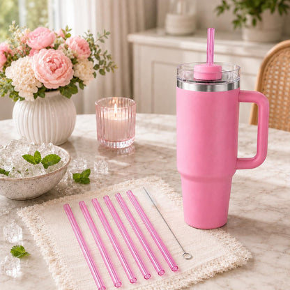 Replacement Straw Compatible with 40 oz Stanley Quencher Tumbler, 12 Inch Extra Long Reusable Plastic Straws for 40 Oz Cup, Clear-6 Pack