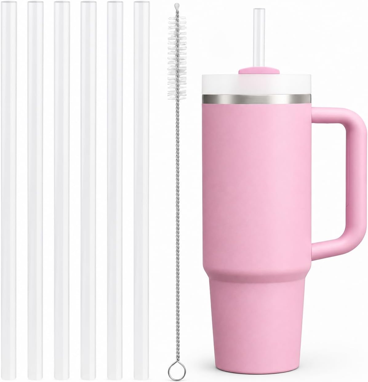 Replacement Straw Compatible with 40 oz Stanley Quencher Tumbler, 12 Inch Extra Long Reusable Plastic Straws for 40 Oz Cup, Clear-6 Pack